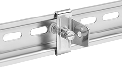 Image of ProductInUse. Screw On (For DIN 3 Rails). Front orientation. DIN Rail Stops. Screw On, 3.