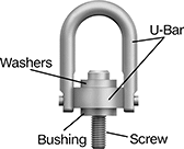 Image of Product. Hoist Ring Assembly (Retaining Ring Not Pictured). Front orientation. Contains Annotated. Hoist Rings. Hoist Ring Assortments—For Lifting.
