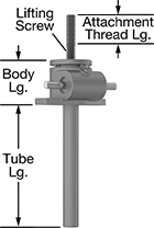 Image of Product. Front orientation. Contains Annotated. Jacks. Acme Screw Jacks, Upright Screw Jack.