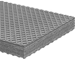 Image of Product. Front orientation. Vibration-Damping Pads. Chemical-Resistant Vibration-Damping Pads, Square, Cork Fiber-Reinforced PVC, Crisscross Textured.