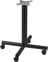 Image of Product. Rolling Fixed Height X-Base. Front orientation. Table Legs. Single-Column Table Legs, Rolling Fixed Height, X-Base Legs.