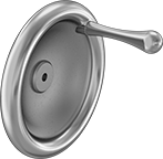 Image of Product. Front orientation. Hand Wheels. Unthreaded Through-Hole-Mount Solid Hand Wheels, Dished Hand Wheels with Revolving Handle.