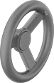 Image of Product. Front orientation. Hand Wheels. Machinable-Hub-Mount Spoked Hand Wheels, Dished Hand Wheels, 3 Spokes.