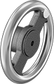 Image of Product. Front orientation. Hand Wheels. Unthreaded Through-Hole-Mount Spoked Hand Wheels, Flat Hand Wheels, 2 Spokes.