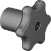 Image of Product. Style 11. Front orientation. Style 11. Threaded Through-Hole Knobs, Six-Arm Grip.