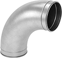 Image of Product. Front orientation. Duct and Fittings. Spiral Duct and Fittings, 90° Elbow Connectors.