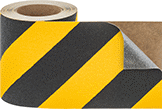 Image of Product. Front orientation. Antislip Tape. High-Visibility Antislip Tape, Roll, Black/Yellow Striped.