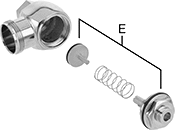 Image of System. Front orientation. Exploded view. Contains Annotated. Flush Valve Replacement Parts. Moen Flush Valve Replacement Parts, Control Stop Components.