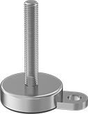 Image of Product. Front orientation. Leveling Mounts. Stay-Put Swivel Leveling Mounts with Threaded Stud and Offset Hole, Round Base, 1 Mounting Hole, With Cushion.