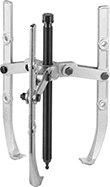 Image of Product. Puller. Front orientation. Gear and Bearing Pullers. External-Grip Gear and Bearing Pullers, Three Jaws with Tips on One End, Forcing Screw.