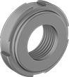 Image of Product. Carbon Steel. Front orientation. Bearing Nuts. Locknut Bearing Nuts, Chamfered Face, Carbon Steel.