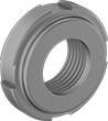 Image of Product. Carbon Steel. Front orientation. Bearing Nuts. Bearing Locknuts, Chamfered Face, Carbon Steel.