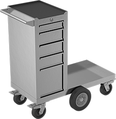 Image of Product. Front orientation. Cabinets. Stainless Steel Bench-Height Cabinets, Bench-Height Storage, Assembled, Stainless Steel, Maintenance Cart.