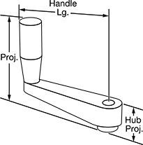 Image of Attribute. Front orientation. Contains Annotated. Unthreaded Through-Hole-Mount Crank Handles, Round Hole.