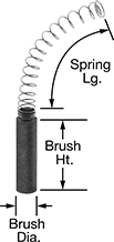 Image of Product. Front orientation. Contains Annotated. Motor Brushes. Motor Brushes With Spring, Style A.