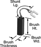 Image of Attribute. Front orientation. Contains Annotated. Motor Brushes With Shunt and Terminal.