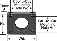 Image of Product. Front orientation. Contains Annotated. Shock Absorber Mounts. Flange Mounts, 4 Mounting Holes.