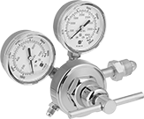 Image of Product. Flared Outlet × Male Inlet Single-Stage Valves. Front orientation. Pressure-Regulating Valves. Tank-Mount Pressure-Regulating Valves for Air and Inert Gas, Single Stage, Male Outlet, Male Inlet.
