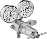 Image of Product. Female Outlet × Male Inlet Elbow With T-Handle. Front orientation. Pressure-Regulating Valves. Tank-Mount High-Pressure-Regulating Valves for Air and Inert Gas, Female Outlet, Male Inlet, Single Stage, Outlet-Pressure-Adjustment T-Handle.