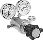 Image of Product. Female Outlet × Male Inlet Straight With Knob. Front orientation. Pressure-Regulating Valves. Tank-Mount High-Pressure-Regulating Valves for Air and Inert Gas, Female Outlet, Male Inlet, Single Stage, Outlet-Pressure-Adjustment Knob.