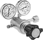 Image of Product. Female Outlet × Female Inlet Straight With Knob. Front orientation. Pressure-Regulating Valves. Tank-Mount High-Pressure-Regulating Valves for Air and Inert Gas, Female Outlet, Female Inlet, Single Stage, Outlet-Pressure-Adjustment Knob.