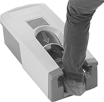 Image of ProductInUse. Front orientation. Shoe Cover Dispensers. Dispensers for Clean Room Shoe Covers, For 110 Shoe Covers.