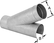 Image of Product. Front orientation. Contains Annotated. Duct and Fittings. Quick-Disconnect Duct and Fittings, 30° Wye Saddles.