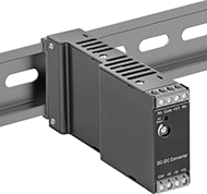 Image of ProductInUse. Front orientation. Power Converters. DIN-Rail DC to DC Power Converters.