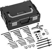 Image of Product. Set With Hex Head Shaft Screws. Front orientation. Hex Head Shaft Screws (3 Each: 1/4"-28 × 3" Lg., 5/16“-18 × 3-1/2" Lg., 5/16"-18 × 4" Lg., 5/16"-24 × 3" Lg.). Adjustable Face-Grip Gear and Bearing Puller Sets.