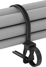 Image of ProductInUse. Front orientation. Cable Ties. Choose-a-Color Adjustable Cable Ties, Squeeze Release, Tuck-Back Head.