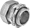 Image of Product. Compression × Threaded. Front orientation. Conduit and Fittings. Thin-Wall (EMT) Metal Conduit and Fittings, Straight, Connector Fitting, Compression Conduit Connection × Threaded Knockout Connection.