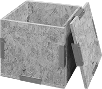 Image of Product. Front orientation. Shipping Boxes. Wood Shipping Boxes.