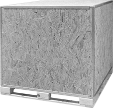 Image of Product. Front orientation. Shipping Boxes. Wood Shipping Boxes, Shipping Boxes with Pallet Runners.