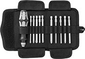 Image of Product. Front orientation. Screwdrivers. Bit Screwdrivers, Bit Screwdrivers with Bit Storage in Pouch.
