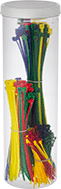 Image of Product. Front orientation. Cable Ties. Cable Tie Assortments, Assorted by Size, Assorted by Color, 400 Pieces.