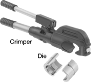 Image of System. Front orientation. Contains Annotated. Wire and Cable Crimpers. Hydraulic Compression Lug and Splice Crimpers.