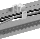 Image of ProductInUse. Style B Installed (DIN Rail and Cable Not Included). Front orientation. Cable Holders. Cable Holders for DIN Rails, Style B.