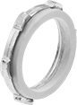 Image of Product. Locknut with PVC Molded Gasket. Front orientation. Conduit and Fittings. Conduit Locknuts, For Metal and Plastic Fittings, PVC Molded Gasket.