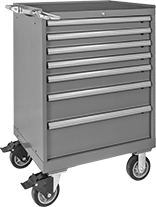 Image of Product. Mobile. Front orientation. Cabinets. Heavy Duty Bench-Height Drawer Cabinets with Compartmented Drawers, Rolling.