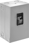 Image of Product. Switch with NEMA 1 Enclosure Rating. Front orientation. Motor Starters. Enclosed Heavy Duty Build-Your-Own Manual Motor Starters, NEMA 1 Enclosure Rating.