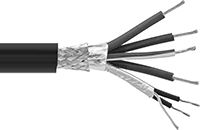 Image of Product. With Uninsulated Ground Wire. Side1 orientation. VFD Motor Cable. Power and Control Wire—Stranded with Polyethylene Outer Jacket, Uninsulated Ground Wire.