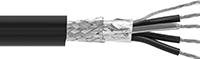Image of Product. With Uninsulated Ground Wire. Side1 orientation. VFD Motor Cable. Power Wire— Stranded with PVC Outer Jacket, Uninsulated Ground Wire.