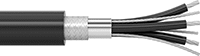 Image of Product. With Three Uninsulated Ground Wires. Side1 orientation. VFD Motor Cable. Power Wire— Stranded with Cross-Linked Polyethylene Outer Jacket, Three Uninsulated Ground Wires.