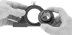 Image of ProductInUse. Install by hand into a housing (sold separately). Front orientation. Ball Bearings. Insert Bearings.