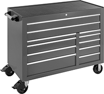 Image of Product. Style F. Front orientation. Cabinets. Bench-Height Drawer Cabinets, Rolling, Painted Steel with Rubber Drawer Liner—Assembled, Style F.