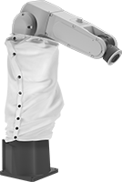 Image of ProductInUse. Lower Arm. Front orientation. Robot Arm Covers. Paint-Absorbing Robot Arm Covers, Covers Lower Robot Arm.