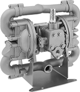 Image of Product. Front orientation. Double Diaphragm Pumps. 316 Stainless Steel Air-Powered Double Diaphragm Pumps for Oil, Chemicals, Fuel, and Large Solids, Threaded Top Intake and Threaded Bottom Discharge.