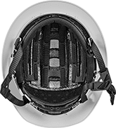 Image of Product. Bottom orientation. Hard Hats. Hard Hats for Top and Side Impacts, Full Brim—Class C (Koroyd).