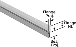 Image of Product. Front orientation. Contains Annotated. Weatherstripping. Bottom-Mount Weatherstripping, Finned Weatherstripping Seal.