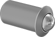 Image of Product. Front orientation. Spring Plungers. Press-Fit Ball-Nose Spring Plungers, Flanged Profile, Smooth Body.